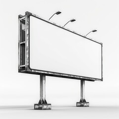 Obraz premium Mockup of a blank digital billboard isolated on a white background, ideal for advertising, outdoor marketing, and commercial branding.