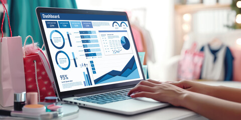 Business data dashboard provide business intelligence analytic for marketing strategy planning brisk with big data set to analyze customer demands and foreseeing business future