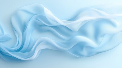 Fototapeta premium Soft Blue Fabric Flowing Gently on a Light Background