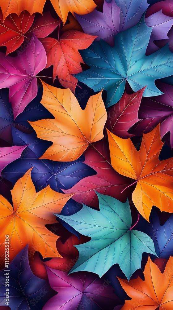 Poster colorful autumn maple leaves creating vibrant fall background design