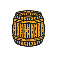 wooden barrel vector illustration isolated on  white background.