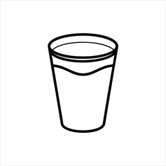Clear Water Cup Icon with White Background