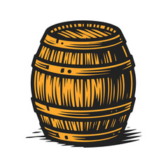 wooden barrel vector illustration isolated on  white background.