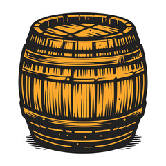 wooden barrel vector illustration isolated on  white background.