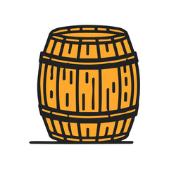 wooden barrel vector illustration isolated on  white background.