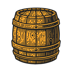 wooden barrel vector illustration isolated on  white background.