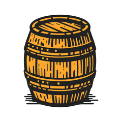 wooden barrel vector illustration isolated on  white background.