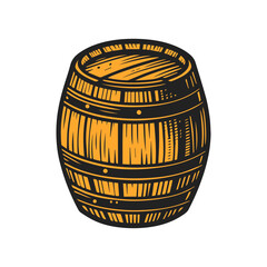 wooden barrel vector illustration isolated on  white background.