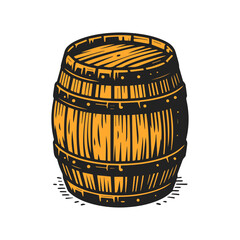 wooden barrel vector illustration isolated on  white background.