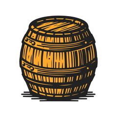 wooden barrel vector illustration isolated on  white background.