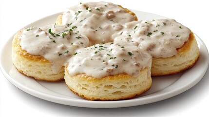 Isolated transparent PNG of biscuits and gravy. s 250 --