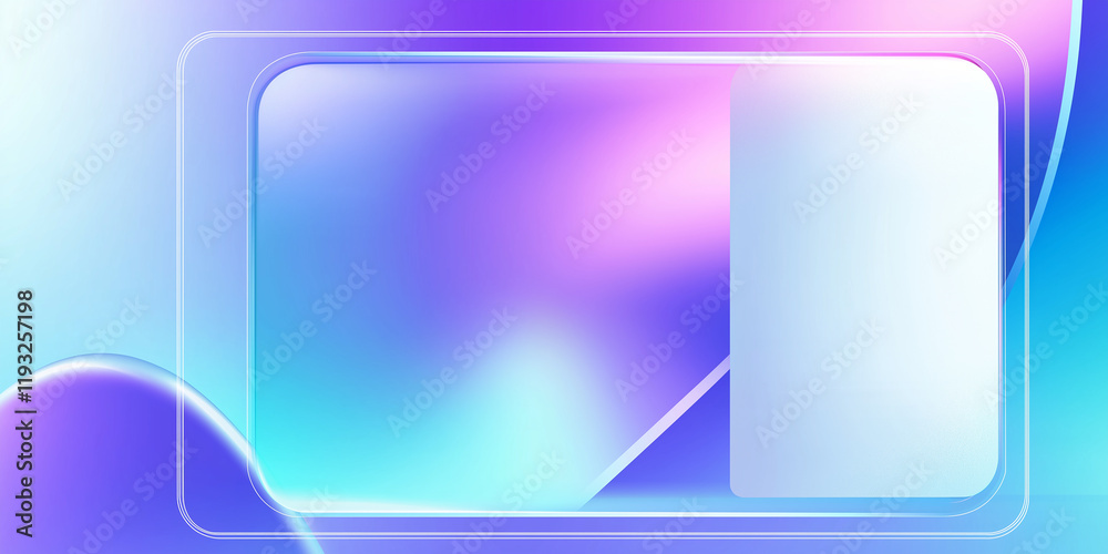 Poster Vibrant abstract background featuring rounded rectangle frame overlaying a gradient surface