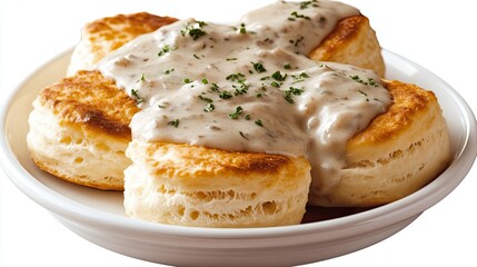 Isolated transparent PNG of biscuits and gravy. s 250 --
