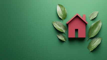 Eco-friendly real estate green house and leaf logo design