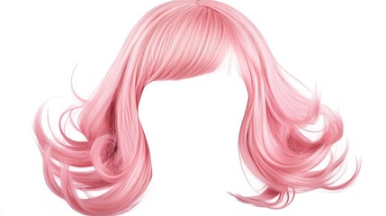 Isolated transparent PNG of a pink wig. s 250 