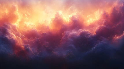 Fototapeta premium Fiery Cosmic Nebula with Vibrant Hues and Glowing Stars