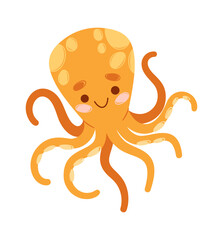 Funny octopus smiling cartoon character