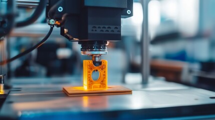 3D printer creating a bright orange model