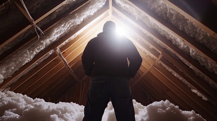 Installing cellulose insulation in the attic. s 250 