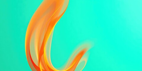 Fototapeta premium Abstract orange flame glowing against a vibrant teal background, background, glowing, vibrant