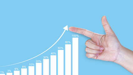 Business development to success and growing growth concept, Hand touching graphs arrow graph...