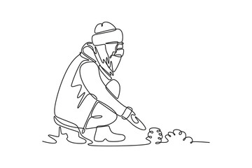 Winter concept. Single line draw design vector graphic illustration.