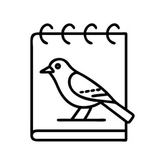 birding field notes icon, birding field notes line art - simple line art of birding field notes, perfect for birding field notes logos and icons and themed design