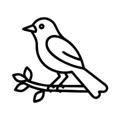 bird perched on a branch icon, bird perched on a branch line art - simple line art of bird perched on a branch, perfect for bird perched on a branch logos and icons and themed design