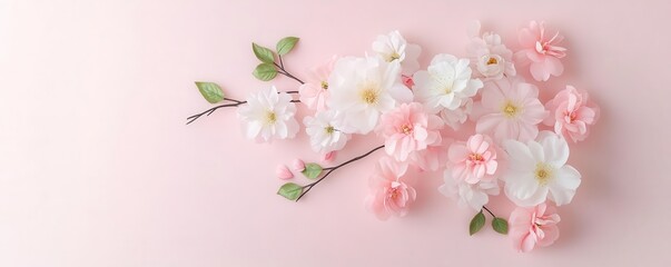 Fototapeta premium Cherry blossom-inspired bouquet with delicate branches and pale pink flowers, serene and ethereal, perfect for a seasonal gift.