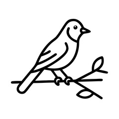 bird perched on a branch icon, bird perched on a branch line art - simple line art of bird perched on a branch, perfect for bird perched on a branch logos and icons and themed design