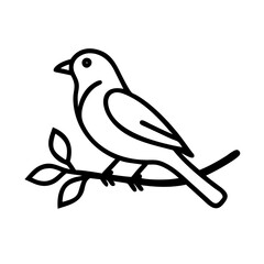 bird perched on a branch icon, bird perched on a branch line art - simple line art of bird perched on a branch, perfect for bird perched on a branch logos and icons and themed design