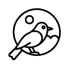 bird silhouette against full moon icon