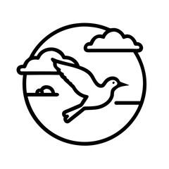 bird silhouette with sky background icon