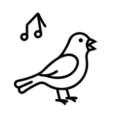 canary singing icon, canary singing line art - simple line art of canary singing, perfect for canary singing logos and icons and themed design