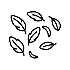 feathers falling icon, feathers falling line art - simple line art of feathers falling, perfect for feathers falling logos and icons and themed design