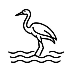 heron wading in water icon, heron wading in water line art - simple line art of heron wading in water, perfect for heron wading in water logos and icons and themed design