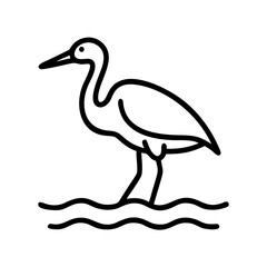 heron wading in water icon, heron wading in water line art - simple line art of heron wading in water, perfect for heron wading in water logos and icons and themed design