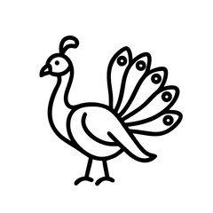peacock icon, peacock line art - simple line art of peacock, perfect for peacock logos and icons and themed design