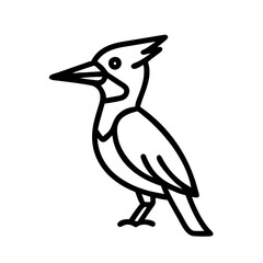 pileated woodpecker icon, pileated woodpecker line art - simple line art of pileated woodpecker, perfect for pileated woodpecker logos and icons and themed design