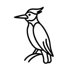 pileated woodpecker icon, pileated woodpecker line art - simple line art of pileated woodpecker, perfect for pileated woodpecker logos and icons and themed design