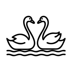 swans on a lake icon, swans on a lake line art - simple line art of swans on a lake, perfect for swans on a lake logos and icons and themed design