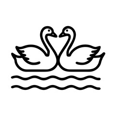 swans on a lake icon, swans on a lake line art - simple line art of swans on a lake, perfect for swans on a lake logos and icons and themed design