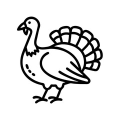 wild turkey in field icon, wild turkey in field line art - simple line art of wild turkey in field, perfect for wild turkey in field logos and icons and themed design