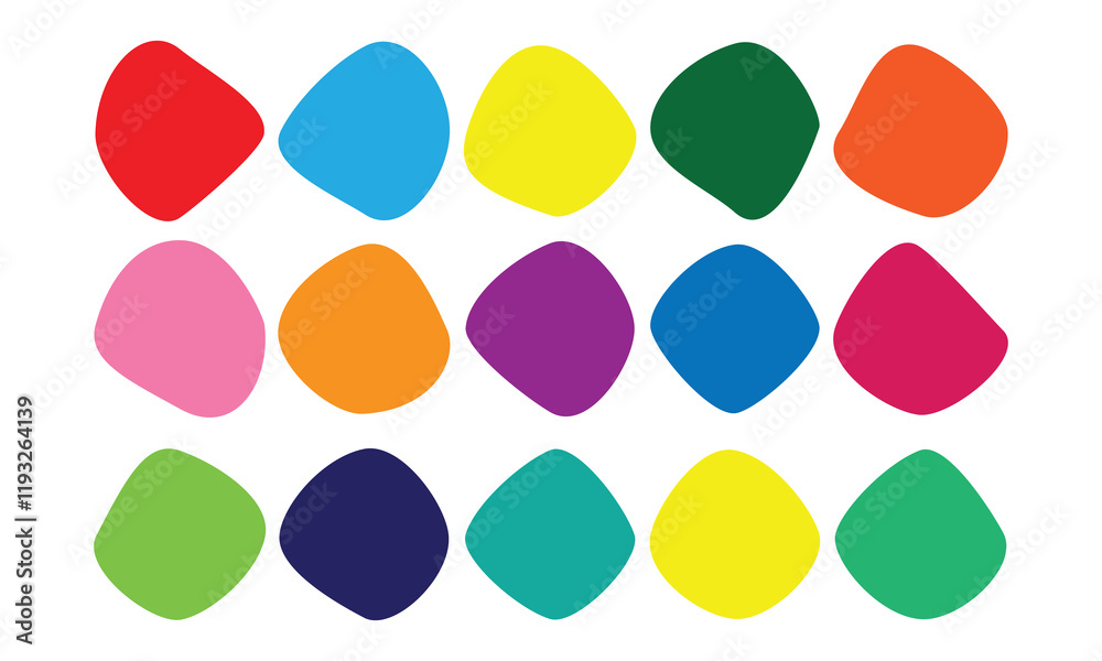 Poster colorful blob shape vector set. set of silhouette irregular round blot form graphic design. organic 