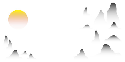 Chinese ink landscape painting design vector illustration. Eps 10.