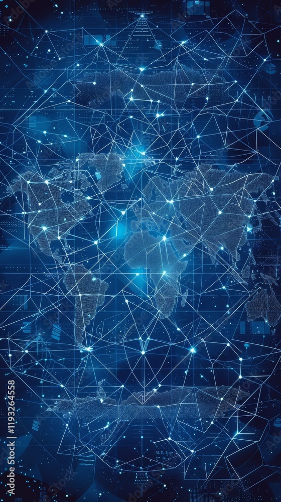 Poster global data center blueprint kutae network map visualization technology environment futuristic view