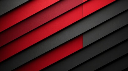 Obraz premium Abstract horizontal red lines on a black background with shadows, pattern, abstract, horizontal, red, lines, black, background