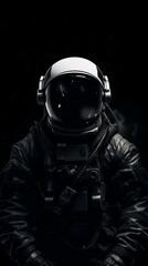 Dark minimalist mobile wallpaper, astronaut design, evoking exploration and wonder