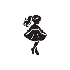 Black Color Children's silhouette design Vector Illustration, Solid White Background