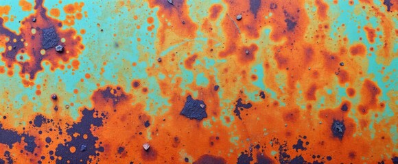 Abstract rusty metal texture with teal and orange hues Great for backgrounds and design projects
